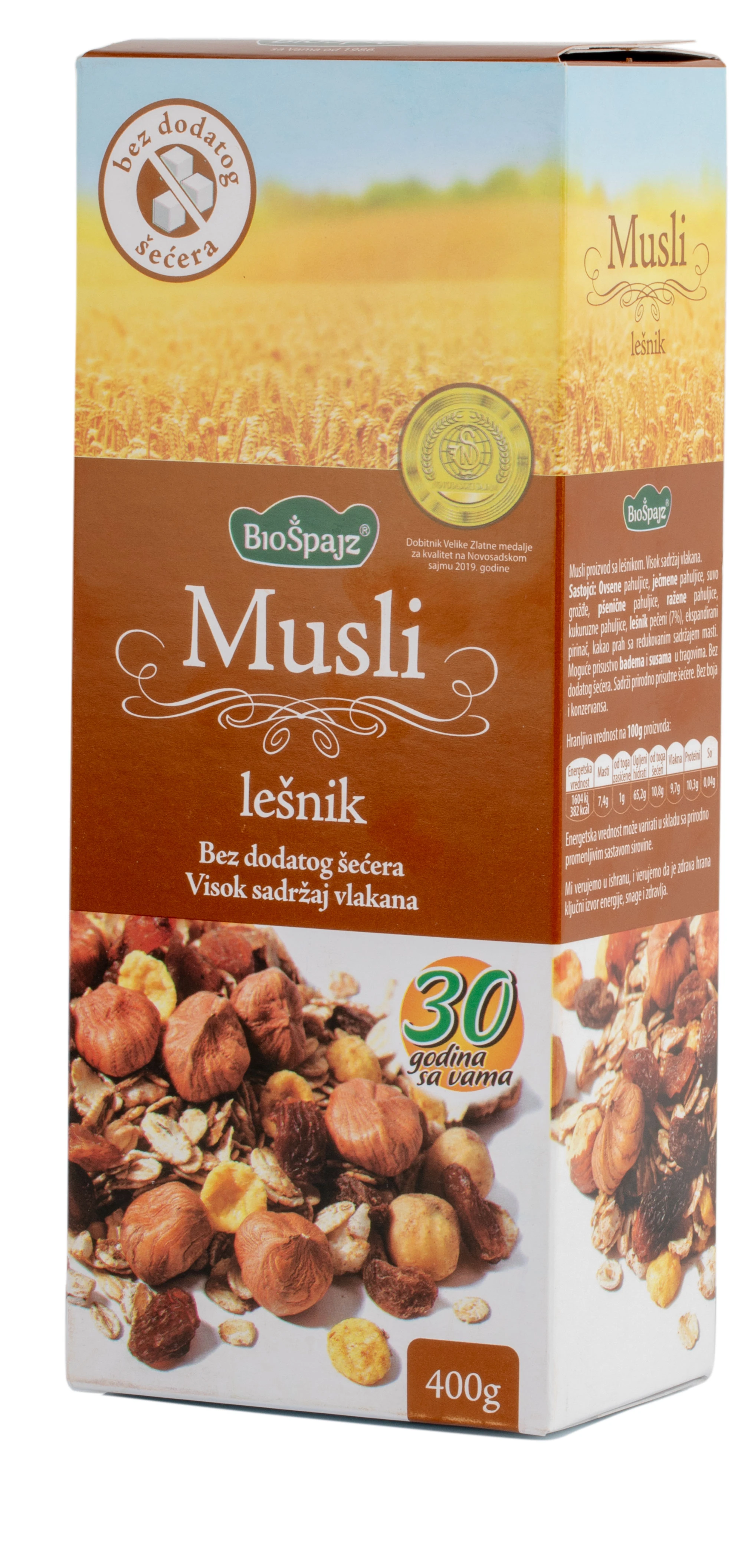 Musli - lešnik 400 g Bio Špajz